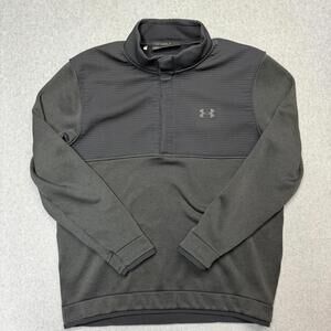 Under Armour Golf 1/4 Snap Black Gray Sweater Pullover Mens Large Coldgear Loose